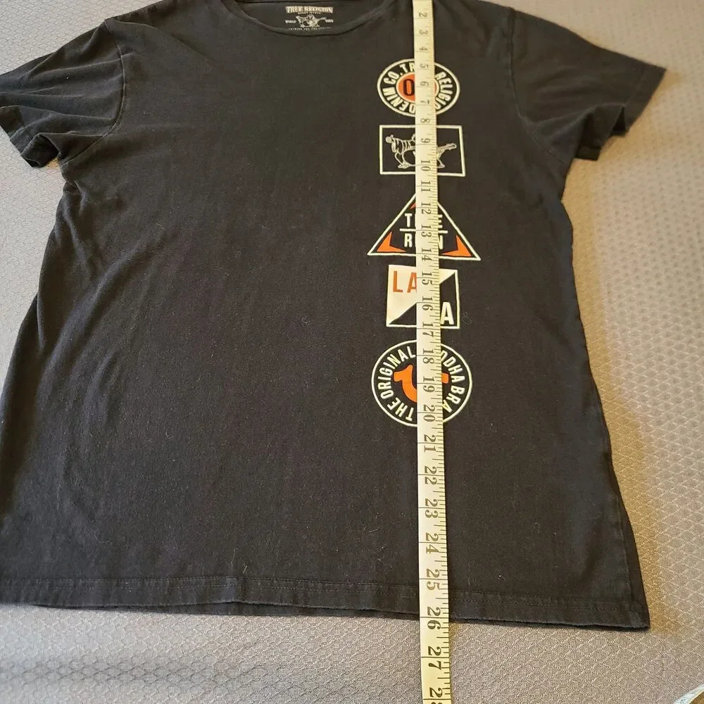 True Religion Denin Co LA Ca T Shirt Black Mens Size Medium Vintage VGUC